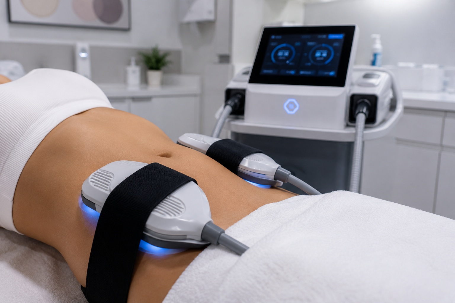 Non-surgical body toning treatment using electromagnetic muscle stimulation