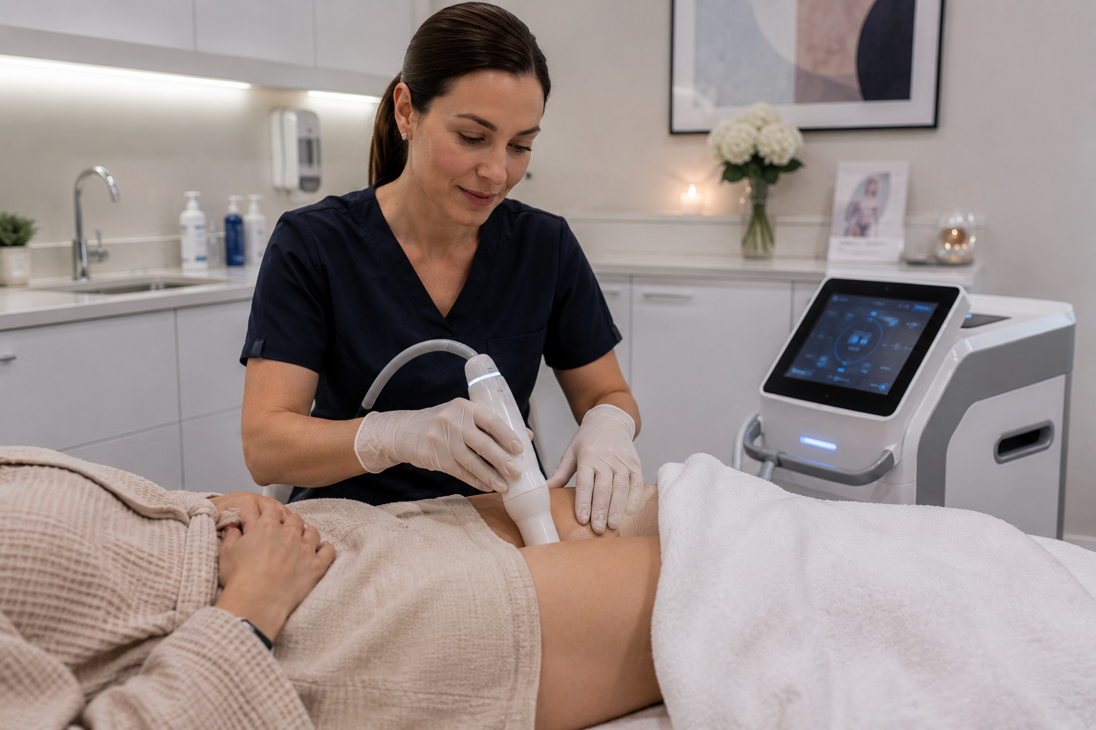 Non-invasive vaginal tightening treatment using focused ultrasound technology